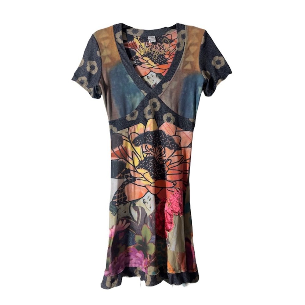 Y2K Vintage Desigual Japanese Motif Midi Dress